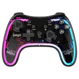 Gamepads new Ipega PG9228 Bluetooth Game Controller RGB Colourful Transparency Gamepad for Switch iOS MFi Games Android Smart Phone