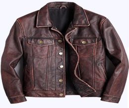 mens cowhide jacket Vintage Men 100 genuine leather Jackets Cow Jackets Zipper Stand Streetwear Leisure cool warm coat9091598