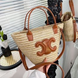 Large Straw Bag Evening Bags Capacity Corn Husk Braided Single Shoulder Portable Grass Braided Vegetable Basket Holiday Beach Bag p0wR#