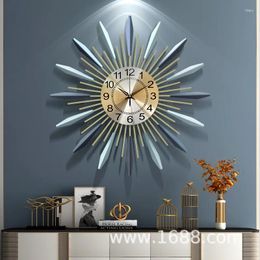 Wall Clocks Luxury Modern Large Clock Creative Metal Unique Fashion Blue Quartz Decoration