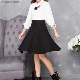 Skirts Autumn Winter Mid Length Skirt Women Elastic High Waist A-line Short Skirt Pleated Versatile Casual Knee-length Empire Skirts