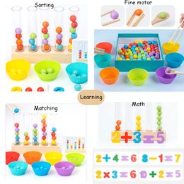 Kids Montessori Fine Motor Training Test Tube Clip Beads Sorting Matching Game Counting Math Learning Children Educational Toys