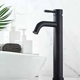 Bathroom Sink Faucets 304 Stainless Steel Heightening Black And Cold Water Table Basin Faucet