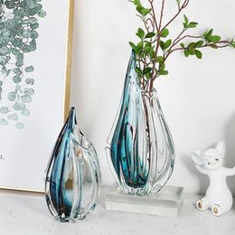 Decorative Flowers Glass Vase Decoration Living Room Flower Arrangement Dining Table Porch Transparent Water Machine B