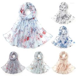 Scarves Butterfly Printed Chiffon Hijab For Women Muslim Shawls Headscarf Wraps Stole Headband