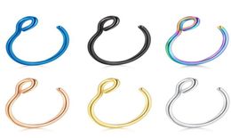 Nose Rings Hoop 20 Gauge Non Piercing Stainless Steel Fake Septum Nose Studs Piercings lage Earring Body Jewelry8294548