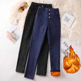 Women's Jeans 2024 Stretch Thicken Velvet Pencil Woman High Waist Denim Pants Autumn Winter 6XL Trousers