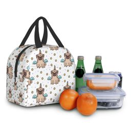 Pug Lunch box Insulated Soft Bag Cooler Back to Thermal Meal Tote Reusable Portable Cooler Lunch Box for Office School Picnic