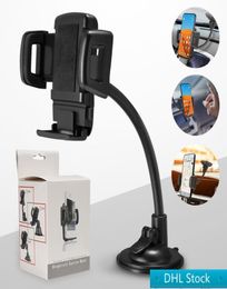 Stock DHL Adjustable Car Mount Phone Holder Dash Windshield Suction Mount Cellphone Holder for Samsung Moto Huawei Smart Cellphone8378578