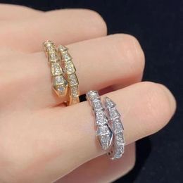 European Classic Jewellery 925 Sterling Silver Snake Bone Spring Ring Head Fashion Brand Luxury Party240412