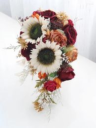 Wedding Flowers Burgundy Bouquets Accesories Bridal Bouquet With Sunflowers