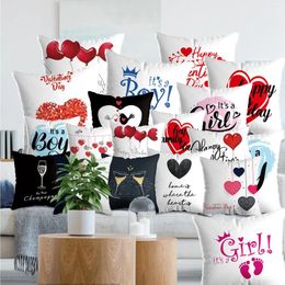 Pillow Masculine Throw Pillows Cover Household Goods Valentine'S Day Love Letter Satin Pillowcase