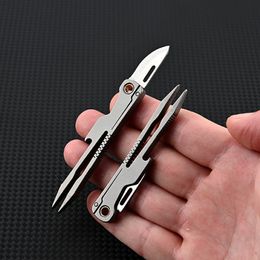 New titanium alloy multifunctional pliers folding knife, medical EDC outdoor pocket keychain knife titanium alloy pliers