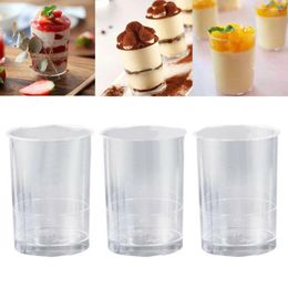 Disposable Cups Straws 10PCS Round Mousse Cake Dessert Clear Plastic Drink Wine Jelly Tumbler Cup Party S Glasses Birthday Accessories