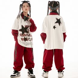 Hip Hop Dance Clothes For Girls Jazz Practice Wear Teenager White Long Sleeves T Shirt Pants Boys Breaking Jogger Wear BL11643