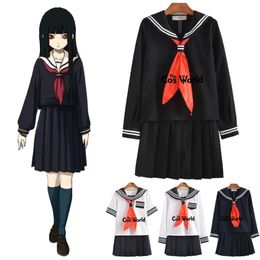 S-5XL Jigoku Shoujo Enma Ai Summer Sailor Suit JK School Uniform Students Cloth Tops Skirts Anime Cosplay Costumes 240410