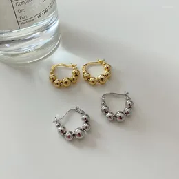 Hoop Earrings ANENJERY Silver Color Beads For Women Men Geometric Daily Jewelry Wholesale