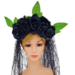 Day of the Dead Headband Costume Rose Flower Crown Mexican Headpiece