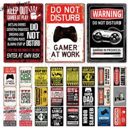 Funny Gamer Metal Sign Tin Sign Gamer at Work Sign Retro Signs Wall Decor for House Home Room Metal Signs Tin Signs C0926233W