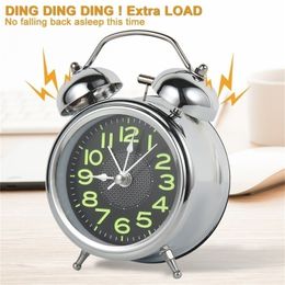4 Inches Twin Bell Super Loud Alarm Clock With Nightlight For Heavy Sleepers Bed Desktop Student Decor Reloj Despertador