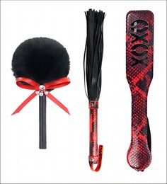 Sex Bondage Kit BDSM Restraints Set with Feather Tickle Leather Spanking Paddle and Flogger Adult Sexy Toys for Women and Couple