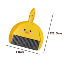 Household Cute Duckling Pattern Plastic Clean Tool Hangable Desktop Cleaning Brush Set Portable Windowsill Brooms Dustpans Kit