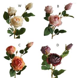 Decorative Flowers D0AD Vintage Small Rose Artificial Flower Decoration Single Stem Fake Roses Party Wedding Pography Props