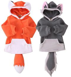 Cartoon Fox Baby Boys Girls Kids Coat Hoodie Jacket Sweater Pullover Outwear Polar Fleece Cartoon Hoodie Coat Warm Fox Jacket2659589