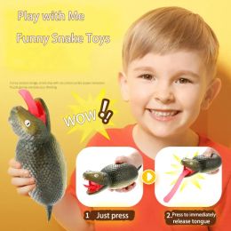 Fat Little Snake Squeeze Out Long Tongue with Sound Fun Pranking Fidget Toys Horror Snake Squeeze Sensory Toys for Kids Adults