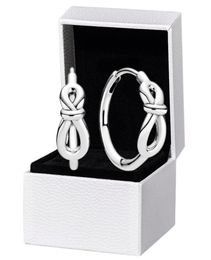 925 Sterling Silver Infinity Knot Hoop Earrings Original box for Women Girls Earring2307214