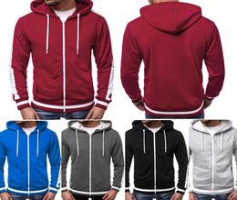 Mens Hooded Sweatshirt Brushed Fleece Hoodie Zip Up Hoody Top Plain M3XL8923604