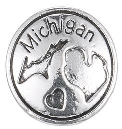 10pcslot 2017 Silver Michigan Snap Buttons 18mm Charms Jewellery Snap For DIY Silver Snap Bracelet9594378