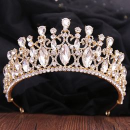 Crystal Gold Color Crown for Women Tiaras and Crowns Bride Wedding Hair Accessories Bridal Hair Jewelry Party Headpiece Gifts
