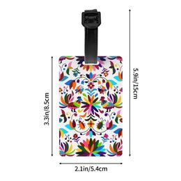 Mexican Otomi Birds Floral Embroidery Luggage Tag Folk Flowers Art Travel Bag Suitcase Privacy Cover ID Label