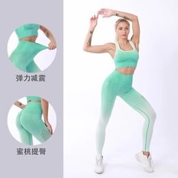 Women's Yoga Outfits 2 piece Set Workout Tracksuits Sports Bra High Waist Legging Active Wear Athletic Clothing Set 240329