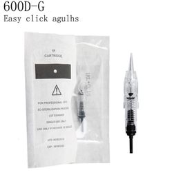 100pcs Easy Click 600DG Tattoo Needles 1RL 100piece Cartridge Needles Disposable Sterilized Tattoo Permanent Makeup Needles Tip C7615656