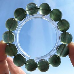 Link Bracelets Natural Green Crystal Bracelet Dark 108 Tourmaline Ghost For Men And Women