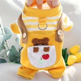 Dog Apparel Small Jumpsuit Winter Autumn Fashion Cartoon Clothes Pet Cute Stripe Sweater Puppy Harness Chihuahua Yorkshire Pomeranian