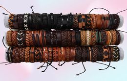 Whole Bulk 50PCSLot Vingate Leather Cuff Bracelets For Men039s Women039s Jewellery Party Gifts Mix Styles Size Adjustable3439802