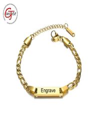 Goxijite Trendy Custom Engrave Name Bracelet For Women Kid Stainless Steel Adjustable Date Charm Gift Link Chain9900862