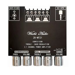 Amplifiers ZKMT21 2.1 Channel 5.0 Subwoofer Amplifier Board 50WX2+100W Power Audio Stereo Amplifier Board Bass AMP AUX