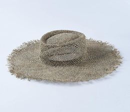 Women Fray Woven Seagrass Boater Hat Casual Sun Beach Hat Cap Wide Brim Summer Hat Unisex Straw Hats for Kentucky Derby Travel Y203692950