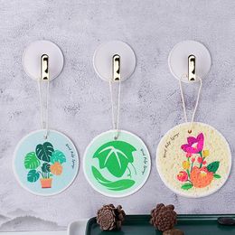 1PC Kawaii Wood Pulp Sponge Pads With Rope Cute Flower Kitchen Dishes Pots Dinnerware Scrubber Household Cleaning Tool Random