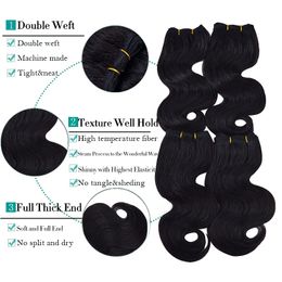 Body Wave Hair Bundles Synthetic Short Weave Natural Ombre Hair Extensions For Black Women 8-10 inch 4Pieces/Lot Loose Deep Wave