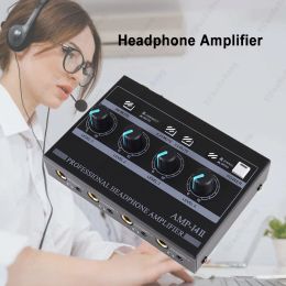 Amplifier 4Channel Mono/Stereo Audio Set AMP Headphone Amplifier with RCA & 3.5mm & 6.35mm Input for Studio and Stage