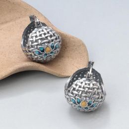 Dangle Earrings 925 Sterling Silver Lotus Woven Basket Drop Vintage Ethnic Hollow Ear Buckle Women Girls For Christmas EH177