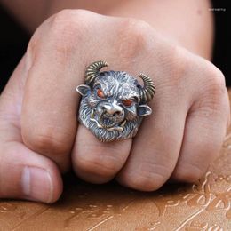 Cluster Rings Goth Punk Finger Ring For Men Personality Domineering Bull Head Fashion Magic Opening Adjustable Jewellery Gift