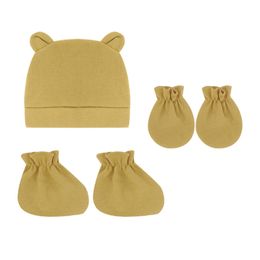 Newborn Photography Props Ear Cap Mittens Socks Warm Cap for Infants Toddler Boy Girl Shower Gifts Y55B