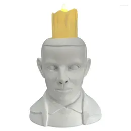 Candle Holders Nosebleed Holder Halloween Gothic Horror Resin Tea Light Human Head Home Decoration Novelty