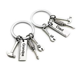 50pcslot New Stainless Steel Dad Tools Keychain Grandpa Hammer Screwdriver Keyring Father Day Gifts1 85 W24743452